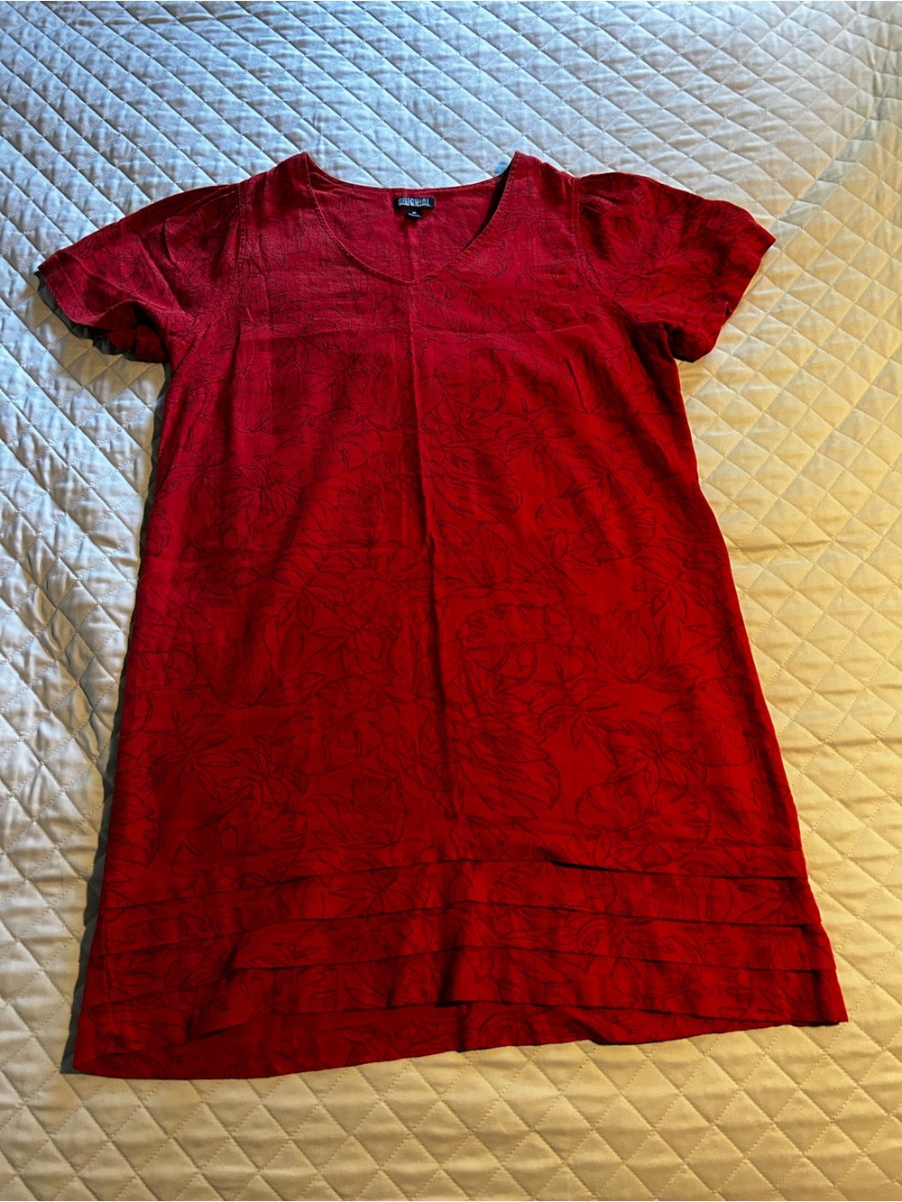 Casual Red V-Neck Short Sleeve Dress Xl $20